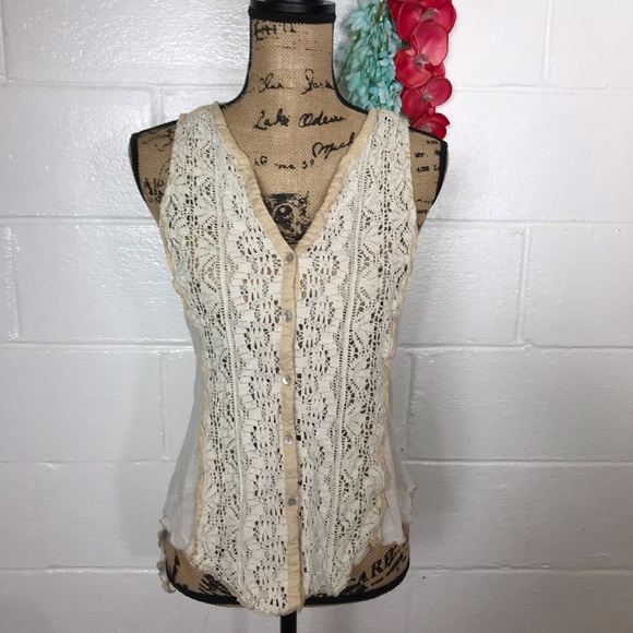 Anthropologie Tops - Anthropologie Tiny crochet button up top s